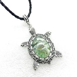 Handmade necklace NSN Turtle with hand painted glass dome